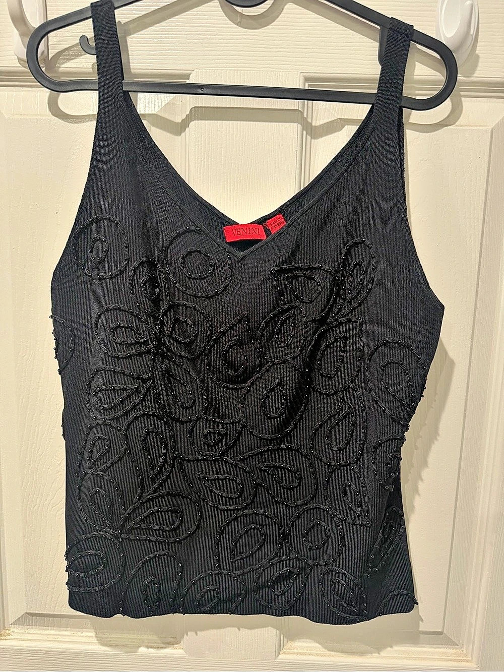 Venini Beaded Black Tank Top Size Xlarge Like New
